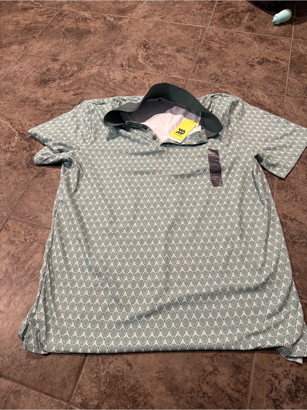Men's Light Green textured Patterned Polo Shirt